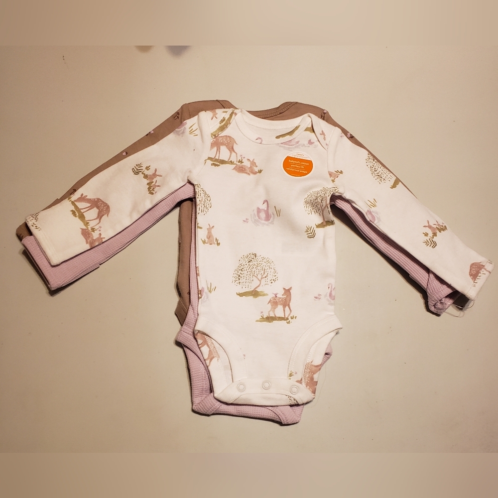 Carter's 3-Pack Baby One-Piece Bodysuits in White, Mauve, and Brown